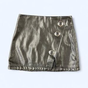 Dolls Kill Poster Girl Black Faux Leather Mini Skirt Buttons Grunge Goth XXS Emo